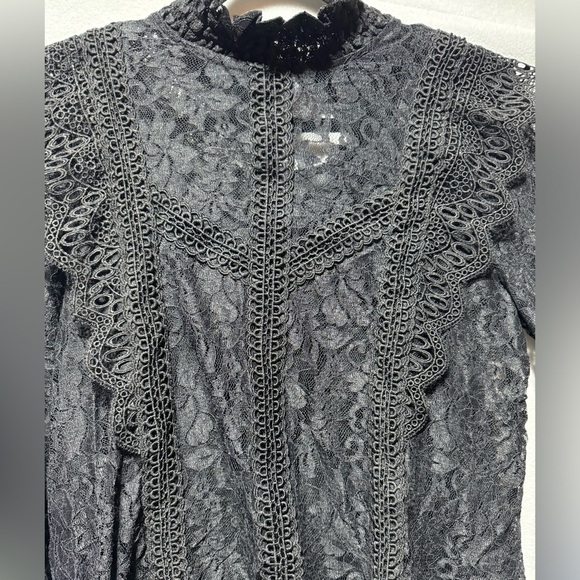 NWT Cable & Gauge Black Lace Long Sleeve High Neck Dress Size Large - Picture 3 of 8